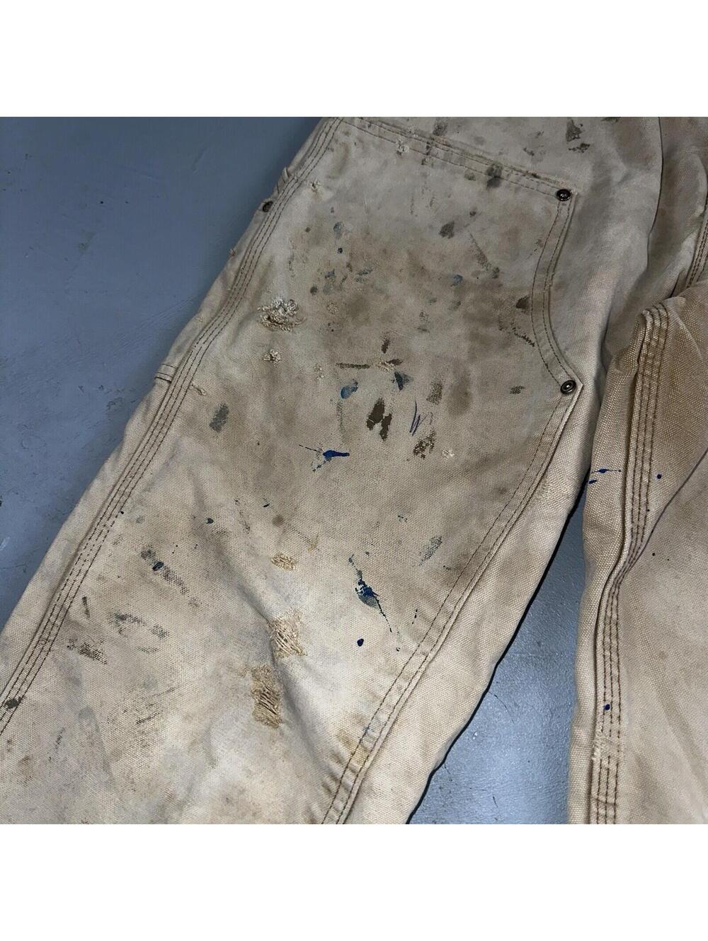 Carhartt VTG Double Knee Carpenter Pants USA B01 Brown Thrashed 34x34 Act 32x32 - Picture 5 of 16